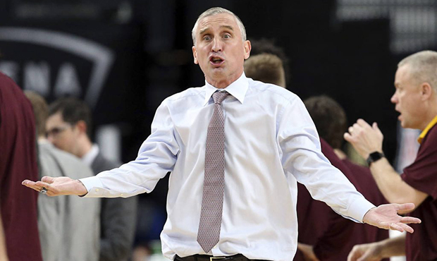 Arizona State head coach Bobby Hurley questions a call during the second half of an NCAA college ba...