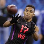 Texas A&M wide receiver Christian Kirk runs a drill at the NFL football scouting combine in Indianapolis, Saturday, March 3, 2018. (AP Photo/Michael Conroy)