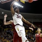 Arizona State forward De'Quon Lake (35) dunks against Stanford during the second half of an NCAA college basketball game Saturday, March 3, 2018, in Tempe, Ariz. (AP Photo/Matt York)