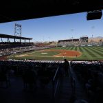 The Arizona Diamondbacks and the Chicago White Sox compete during the third inning of a spring training baseball game Monday, March 19, 2018, in Scottsdale, Ariz. (AP Photo/Matt York)