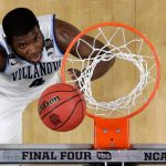 Villanova forward Eric Paschall drives to the basket during the second half against Kansas in the semifinals of the Final Four NCAA college basketball tournament, Saturday, March 31, 2018, in San Antonio. (AP Photo/David J. Phillip)