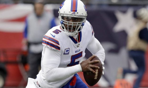 FILE - In this Dec. 24, 2017, file photo, Buffalo Bills quarterback Tyrod Taylor rolls out against ...