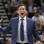 Utah Jazz coach Quin Snyder shouts to his team during the first half of an NBA basketball game against the Phoenix Suns on Thursday, March 15, 2018, in Salt Lake City. (AP Photo/Rick Bowmer)