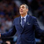 Villanova head coach Jay Wright directs his team during the second half against Kansas in the semifinals of the Final Four NCAA college basketball tournament, Saturday, March 31, 2018, in San Antonio. (AP Photo/Charlie Neibergall)