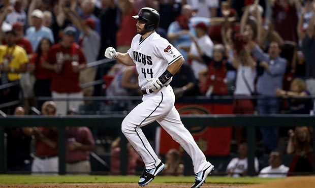 Arizona Diamondbacks' Paul Goldschmidt rounds the bases after hitting a three-run home against the ...