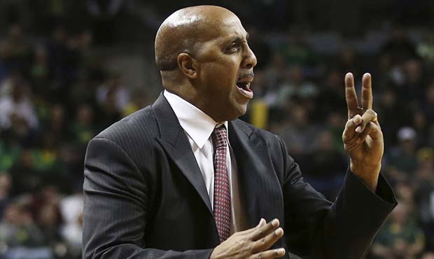 Arizona Interim head coach Lorenzo Romar calls to his team during an NCAA college basketball game a...