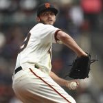 San Francisco Giants pitcher Andrew Suarez works against the Arizona Diamondbacks in the first inning of a baseball game Wednesday, April 11, 2018, in San Francisco. (AP Photo/Ben Margot)