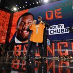 Commissioner Roger Goodell, left, poses with North Carolina State's Bradley Chubb after Chubb was selected by the Denver Broncos during the first round of the NFL football draft, Thursday, April 26, 2018, in Arlington, Texas. (AP Photo/David J. Phillip)