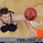 Michigan's Moritz Wagner (13) watches his shot during the second half in the championship game of the Final Four NCAA college basketball tournament against Villanova, Monday, April 2, 2018, in San Antonio. (AP Photo/David J. Phillip)
