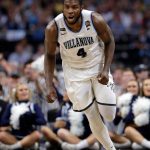Villanova forward Eric Paschall reacts after making a basket during the second half against Michigan in the championship game of the Final Four NCAA college basketball tournament, Monday, April 2, 2018, in San Antonio. (AP Photo/Eric Gay)