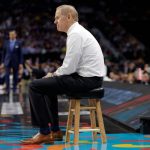 Michigan head coach John Beilein watches during the second half in the championship game of the Final Four NCAA college basketball tournament against Villanova, Monday, April 2, 2018, in San Antonio. (AP Photo/Eric Gay)