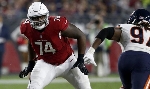 In this Aug. 19, 2017, file photo, Arizona Cardinals offensive tackle D.J. Humphries (74) lines up ...