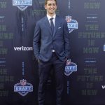 UCLA's Josh Rosen poses for photos on the red carpet during the first round of the 2018 NFL football draft, Thursday, April 26, 2018, in Arlington, Texas. (AP Photo/Eric Gay)