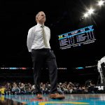 Michigan head coach John Beilein reacts during the second half in the championship game of the Final Four NCAA college basketball tournament against Villanova, Monday, April 2, 2018, in San Antonio. (AP Photo/Eric Gay)
