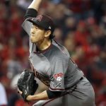 Arizona Diamondbacks relief pitcher Yoshihisa Hirano throws during the seventh inning of a baseball game against the St. Louis Cardinals, Thursday, April 5, 2018, in St. Louis. (AP Photo/Jeff Roberson)