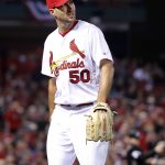 St. Louis Cardinals' Adam Wainwright walks off the field after being removed during the fourth inning of a baseball game against the Arizona Diamondbacks, Thursday, April 5, 2018, in St. Louis. (AP Photo/Jeff Roberson)
