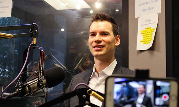 Arizona Coyotes general manager John Chayka is interviewed by The Doug and Wolf Show on 98.7 FM Ari...