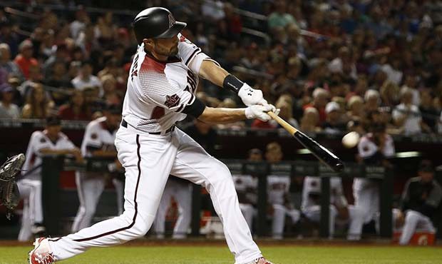 Arizona Diamondbacks' A.J. Pollock connects for a home run, his second of the night, during the fif...