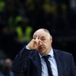 Real Madrid head coach Pablo Laso reacts during their Final Four Euroleague semifinal basketball match against CSKA Moscow in Belgrade, Serbia, Friday, May 18, 2018. (AP Photo/Darko Vojinovic)