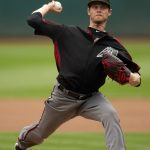 Arizona Diamondbacks starting pitcher Clay Buchholz  delivers against the Oakland Athletics during the first inning of a baseball game, Saturday, May 26, 2018, in Oakland, Calif. (AP Photo/D. Ross Cameron)