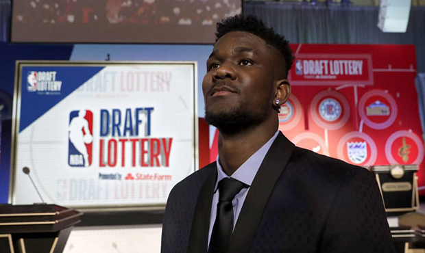 Arizona's DeAndre Ayton poses for a portrait before the NBA basketball draft lottery Tuesday, May 1...