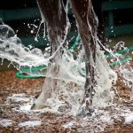 
              Soapy water splashes around the legs of Preakness contender Good Magic during a bath, Friday, May 18, 2018, at Pimlico Race Course in Baltimore. The Preakness Stakes horse race is scheduled to take place Saturday, May 19. (AP Photo/Patrick Semansky)
            