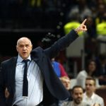 Real Madrid head coach Pablo Laso gives instructions to his players during their Final Four Euroleague semifinal basketball match against CSKA Moscow in Belgrade, Serbia, Friday, May 18, 2018. (AP Photo/Darko Vojinovic)
