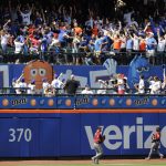 Arizona Diamondbacks' David Peralta (6) and Jarrod Dyson (1) chase a ball hit by New York Mets' Asdrubal Cabrera for a two-run home run during the seventh inning of a baseball game Sunday, May 20, 2018, in New York. (AP Photo/Frank Franklin II)