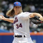 New York Mets' Noah Syndergaard delivers a pitch during the first inning of a baseball game against the Arizona Diamondbacks, Sunday, May 20, 2018, in New York. (AP Photo/Frank Franklin II)