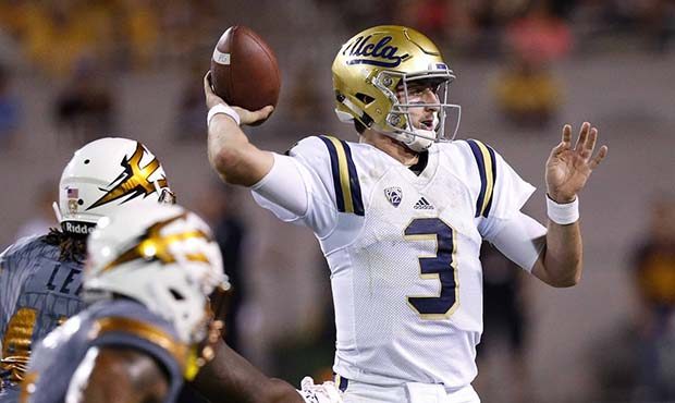 UCLA's Josh Rosen (3) throws a pass against Arizona State during the first half of an NCAA college ...
