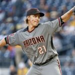 Arizona Diamondbacks starting pitcher Zack Greinke throws against the Pittsburgh Pirates in the first inning of a baseball game, Saturday, June 23, 2018, in Pittsburgh. (AP Photo/Keith Srakocic)