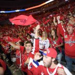 Fans cheer during a viewing party for Game 5 of the NHL hockey Stanley Cup Finals between the Washington Capitals and the Vegas Golden Knights, Thursday, June 7, 2018, in Washington. (AP Photo/Nick Wass)
