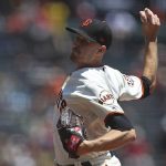 San Francisco Giants pitcher Chris Stratton works against the Arizona Diamondbacks in the first inning of a baseball game Wednesday, June 6, 2018, in San Francisco. (AP Photo/Ben Margot)