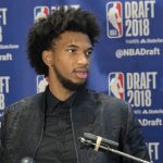 Duke's Marvin Bagley III speaks to reporters during a media availability with the top basketball prospects in the NBA Draft, Wednesday, June 20, 2018, in New York. (AP Photo/Mary Altaffer)