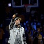 Montell Jordan performs during a watch party for Game 4 of basketball's NBA Finals between the Cleveland Cavaliers and Golden State Warriors, at Oracle Arena in Oakland, Calif., Friday, June 8, 2018. (AP Photo/Josh Edelson)