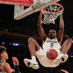 Jaren Jackson Jr., C, Michigan State

10.9 points, 5.8 rebounds and 3.0 blocks as a freshman

“Just me being out there gives them a lot of room to operate just because I’m a threat from outside. When D-Book penetrates, he can kick it out to me and if they stay with me, then he has a lot more room.” (AP Photo/Julie Jacobson)