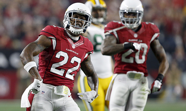Arizona Cardinals strong safety Tony Jefferson (22) celebrates a defensive stop against the Green B...