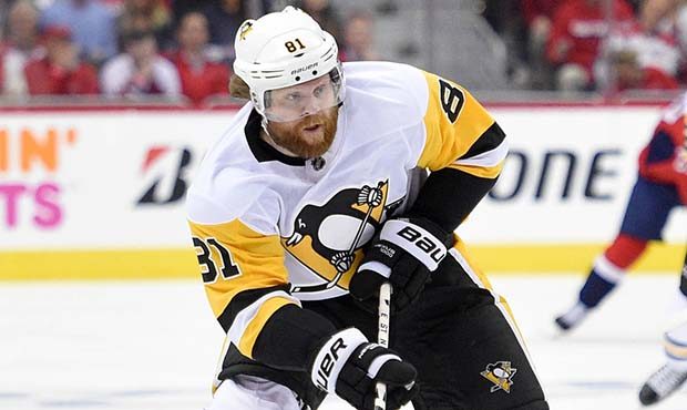FILE - In this April 26, 2018, file photo, Pittsburgh Penguins right wing Phil Kessel (81) skates w...