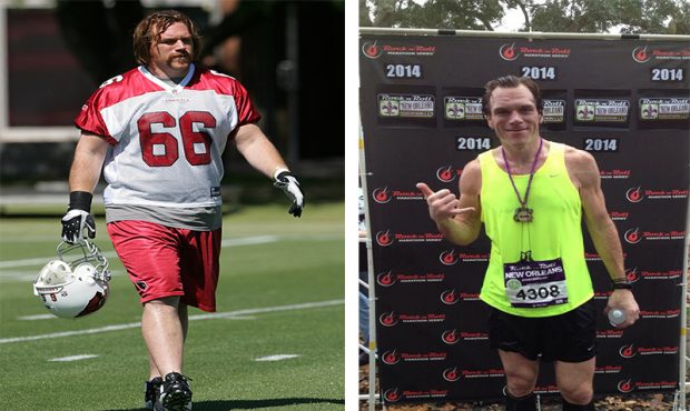 Left: Arizona Cardinals offensive lineman Alan Faneca weighed as much as 315 pounds when he played ...