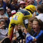 Britain's Geraint Thomas, wearing the overall leader's yellow jersey, rides during the twentieth stage of the Tour de France cycling race, an individual time trial over 31 kilometers (19.3 miles)with start in Saint-Pee-sur-Nivelle and finish in Espelette, France, Saturday July 28, 2018. (AP Photo/Peter Dejong)