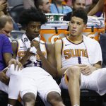 5. Phoenix Suns
The Suns will top this list if all goes according to plan. Deandre Ayton (20) and Devin Booker (21) are franchise-changing levels of prospects, and the only team that can match that on this list is Philadelphia. Add in Josh Jackson (21) and Mikal Bridges (21), who both have All-Star ceilings as two-way wings, and it's the best young core in basketball if everyone develops like they are projected to. With that being said, Booker is the only player who has completely proven himself in the NBA, and he has yet to lead a team to winning basketball. That's not his fault, but it's something him and his team will have to accomplish to get more credibility as up-and-comers.