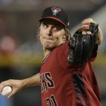 Arizona Diamondbacks' pitcher Zack Greinke throws in the first inning during a baseball game against the San Diego Padres, Sunday, July 8, 2018, in Phoenix. (AP Photo/Rick Scuteri)