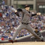 Arizona Diamondbacks starting pitcher Patrick Corbin delivers during the first inning of a baseball game against the Chicago Cubs Monday, July 23, 2018, in Chicago. (AP Photo/Charles Rex Arbogast)