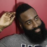 James Harden speaks with the media during a training camp for USA Basketball, Friday, July 27, 2018, in Las Vegas. (AP Photo/John Locher)