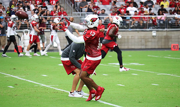 Arizona Cardinals rookie receiver Christian Kirk on Saturday, July 28, 2018, the first full day of ...