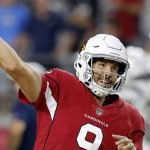 Arizona Cardinals quarterback Sam Bradford (9) warms up prior to an preseason NFL football game against the Los Angeles Chargers, Saturday, Aug. 11, 2018, in Glendale, Ariz. (AP Photo/Ross D. Franklin)