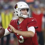 Arizona Cardinals quarterback Josh Rosen (3) throws against the Los Angeles Chargers during the first half of a preseason NFL football game, Saturday, Aug. 11, 2018, in Glendale, Ariz. (AP Photo/Ross D. Franklin)