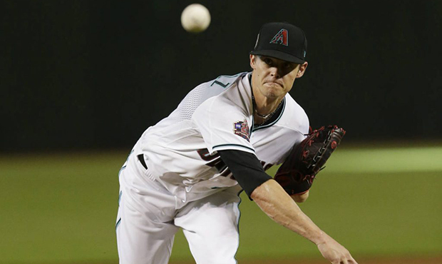 Arizona Diamondbacks pitcher Clay Buchholz throws in the first inning during a baseball game agains...