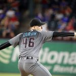 Arizona Diamondbacks starting pitcher Patrick Corbin (46) pitches against the Texas Rangers during the seventh inning of a baseball game Tuesday, Aug.14, 2018, in Arlington, Texas. (AP Photo/Michael Ainsworth)