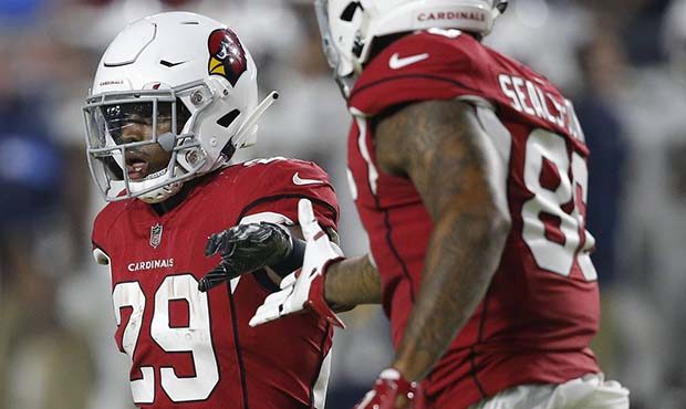 Arizona Cardinals running back Chase Edmonds (29) celebrates his touchdown with teammate tight end ...